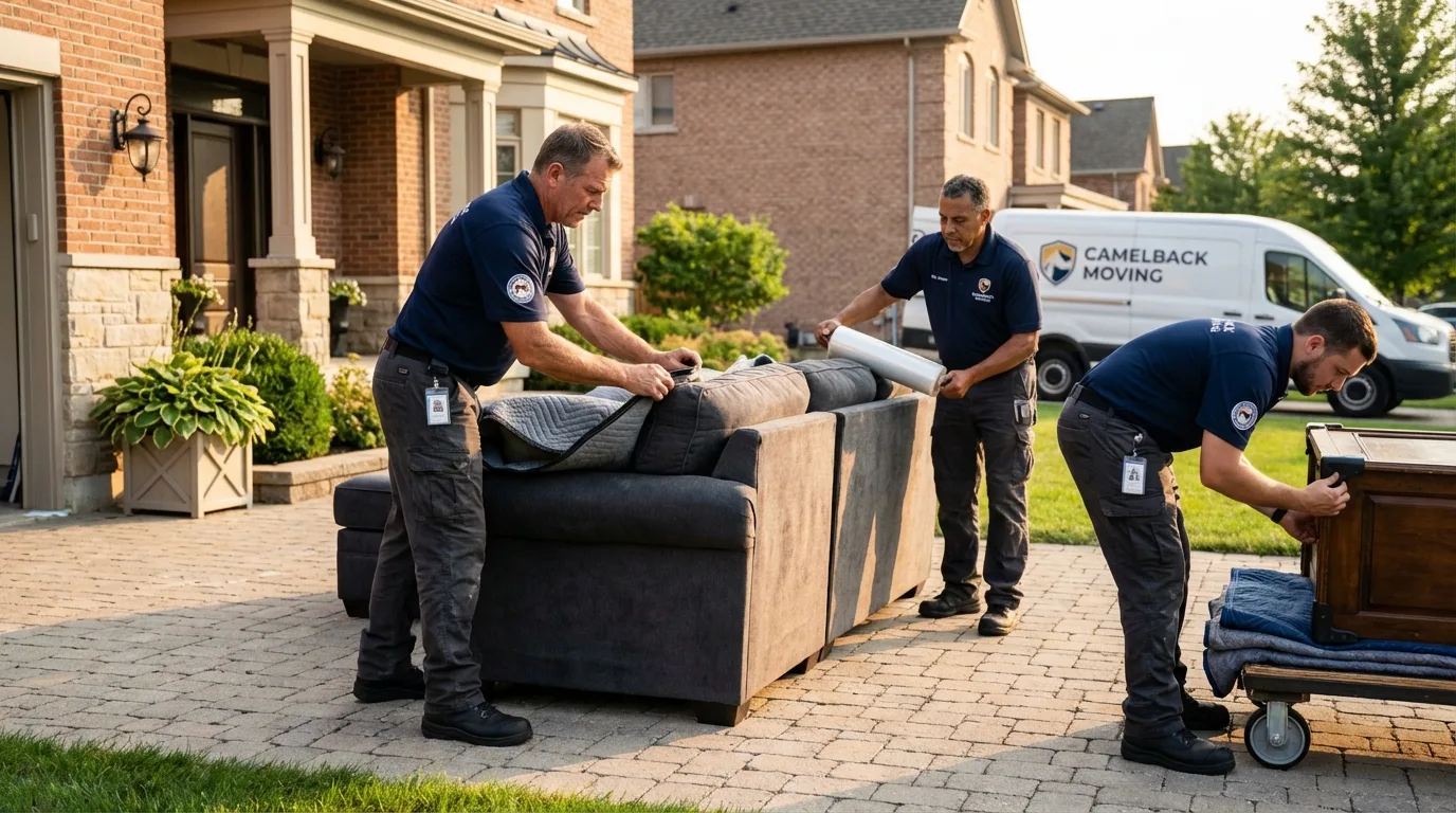 Large estate moving crew wrapping furniture in McAllen, TX